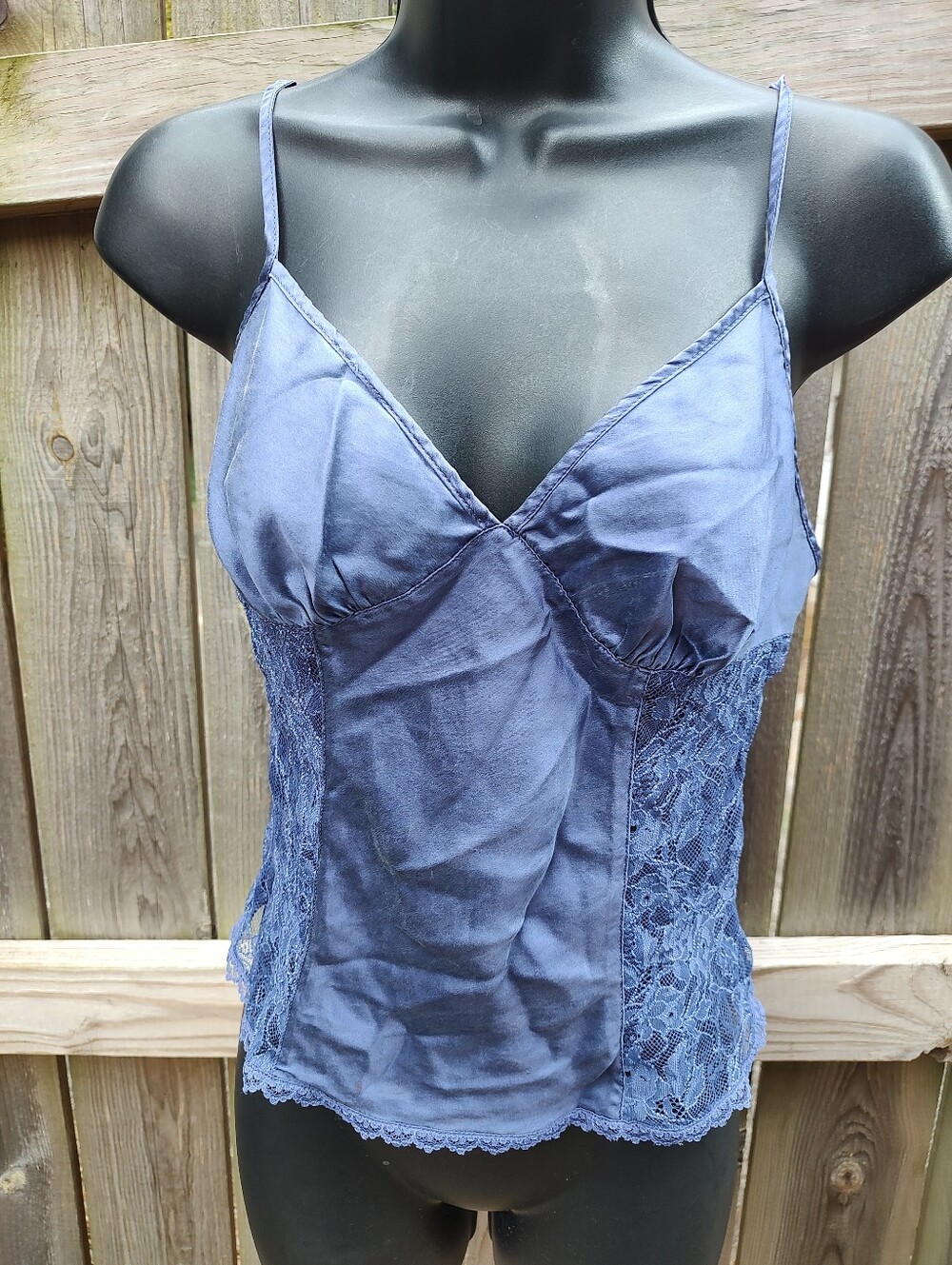 🏵️ Victoria's Secret VTG 90s Blue Silk Lace Sexy Camisole Tank Small
